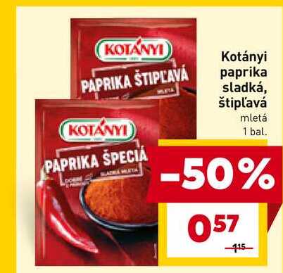 KOTÁNYI paprika sladká, štipľavá mletá 1 bal.