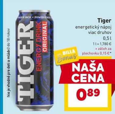 Tiger energetický nápoj viac druhov 0,5L