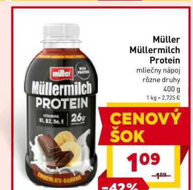 Müllermilch Protein mliečny nápoj rôzne druhy 400 g 