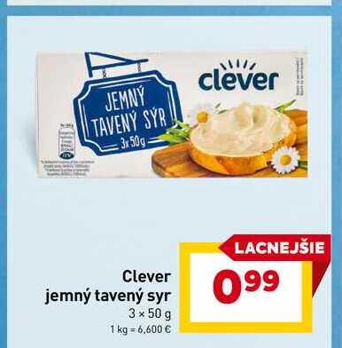 Clever jemný tavený syr 3 × 50 g