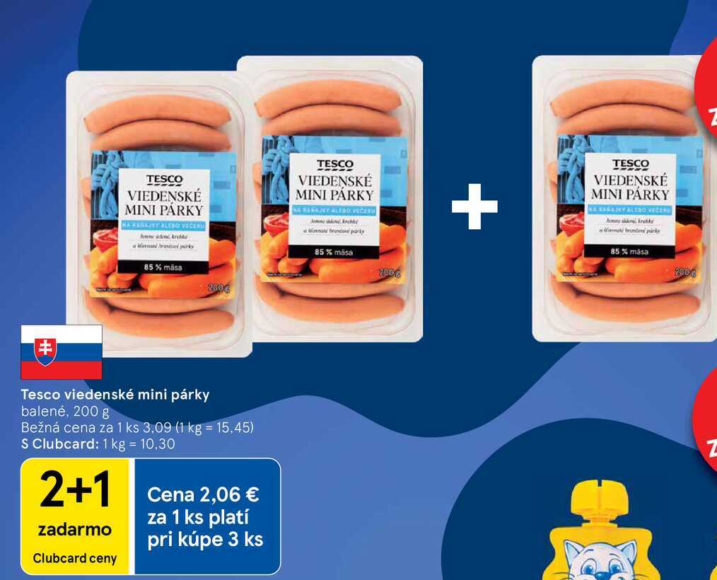 Tesco viedenské mini párky balené, 200 g 