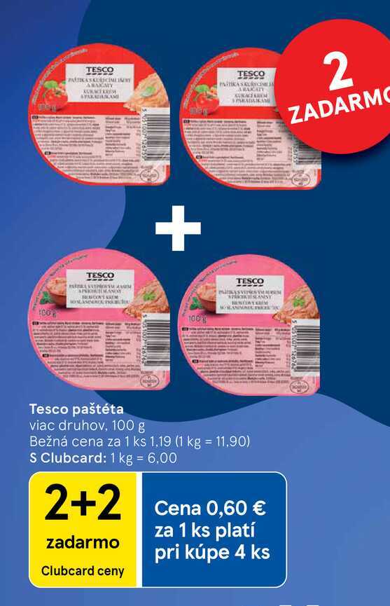 Tesco paštéta viac druhov, 100 g