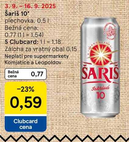  Šariš 10° plechovka, 0.5l