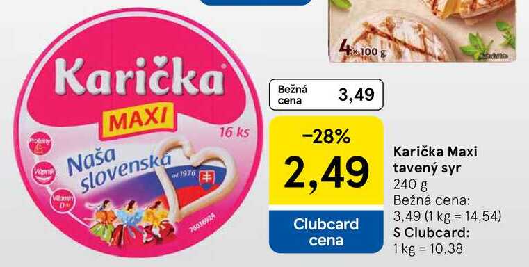 Karička Maxi tavený syr 240 g 