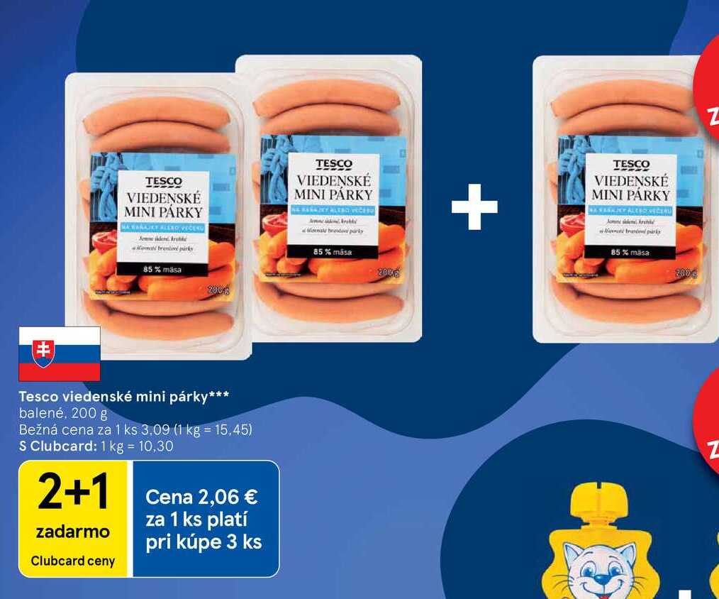 Tesco viedenské mini párky balené, 200 g