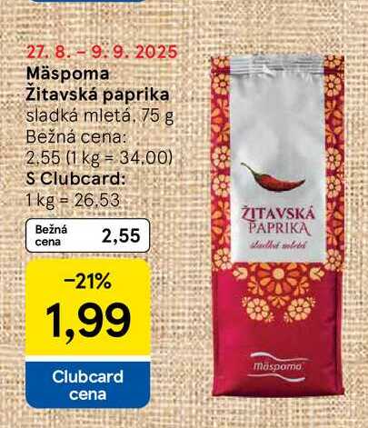 Mäspoma Žitavská paprika sladká mletá, 75 g 