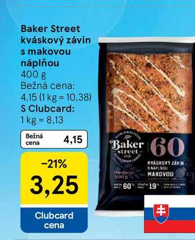 Baker Street kváskový závin s makovou náplňou 400 g