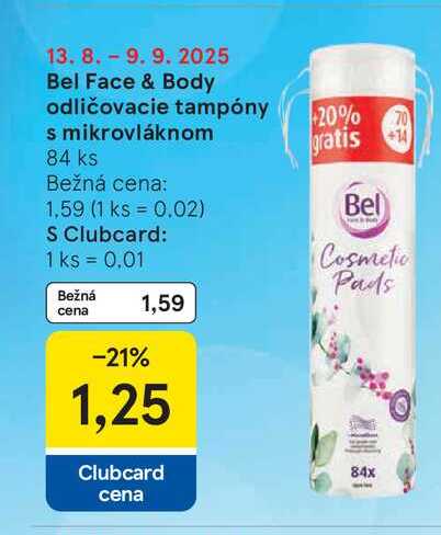 Bel Face & Body odličovacie tampóny s mikrovláknom 84 ks