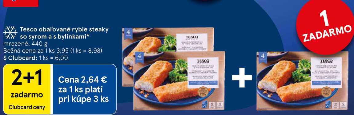 Tesco obaľované rybie steaky so syrom a s bylinkami, 440 g 