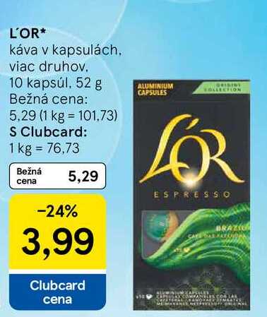 L'OR káva v kapsulách, 10 kapsúl