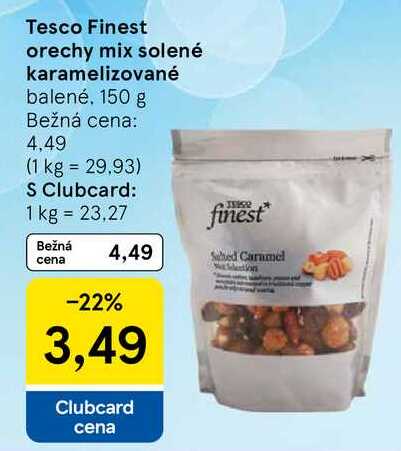 Tesco Finest orechy mix solené karamelizované, 150 g