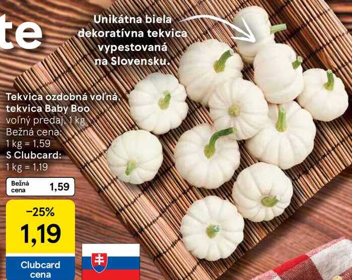 Tekvica ozdobná voľná, tekvica Baby Boo, 1 kg