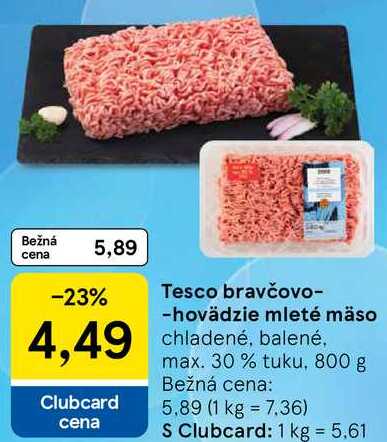 Tesco bravčovo-hovädzie mleté mäso, 800 g