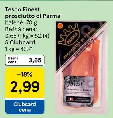 Tesco Finest prosciutto di Parma, 70 g 