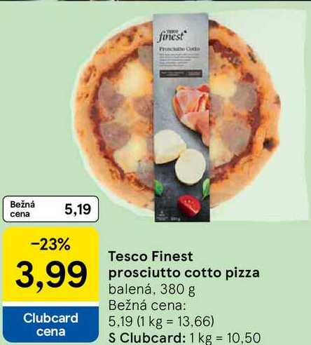 Tesco Finest prosciutto cotto pizza, 380 g 