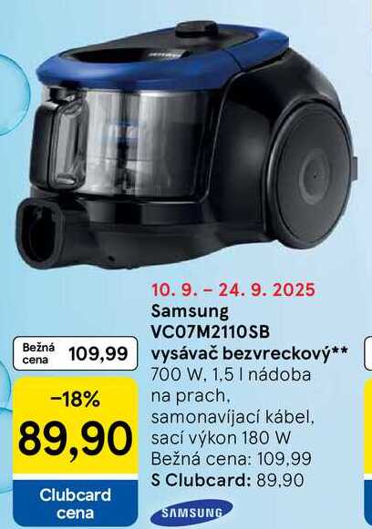 Samsung VC07M2110SB vysávač bezvreckový