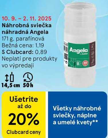 Náhrobná sviečka náhradná Angela 