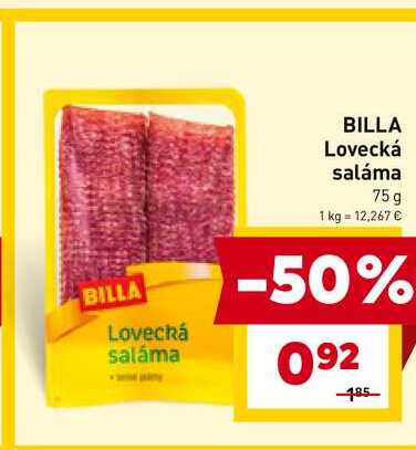 BILLA Lovecká saláma 75g 