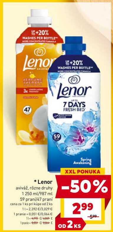 Lenor aviváž, rôzne druhy 1 250 ml 59 praní