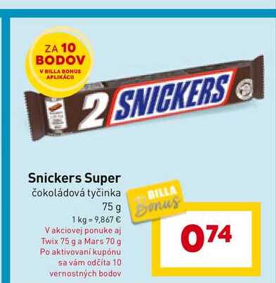 Snickers Čokoládová tyčinka 75 g