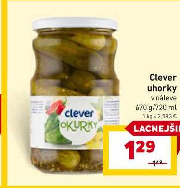 Clever uhorky v náleve 670 g/720 ml