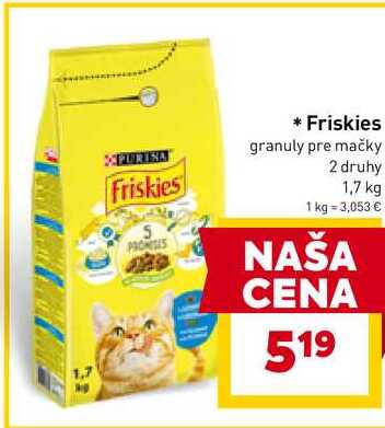 Friskies granuly pre mačky 2 druhy 1,7 kg