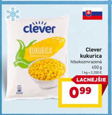 Clever kukurica hlbokozmrazená 450 g 