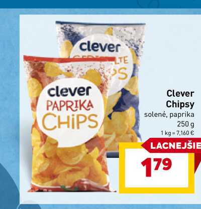 Clever Chipsy solené, paprika 250 g 