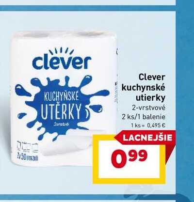 Clever kuchynské utierky 2-vrstvové 2 ks/1 balenie