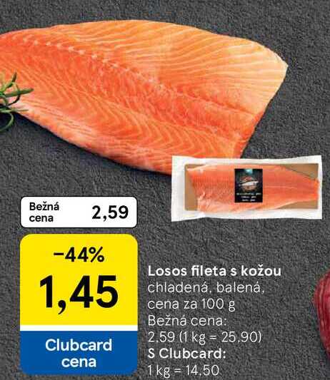Losos fileta s kožou, cena za 100 g 