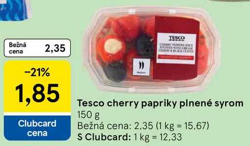 Tesco cherry papriky plnené syrom, 150 g
