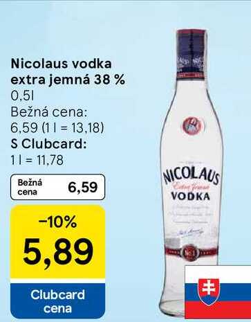 Nicolaus vodka extra jemná 38%, 0,5 l