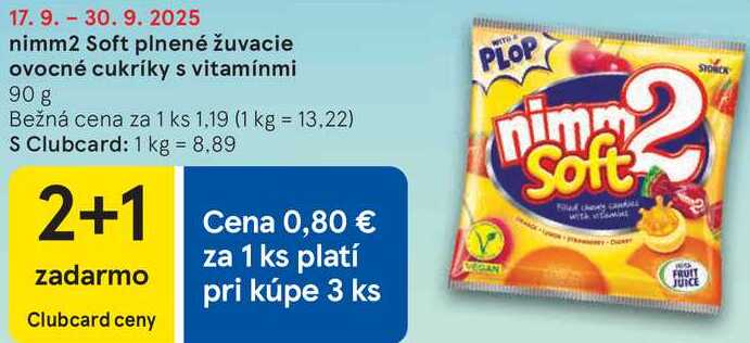 nimm2 Soft plnené žuvacie ovocné cukríky s vitamínmi, 90 g 