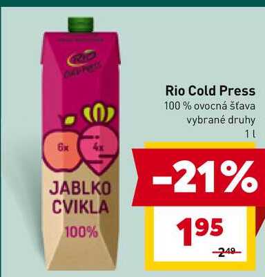Rio Cold Press 100% ovocná šťava, vybrané druhy 1L 