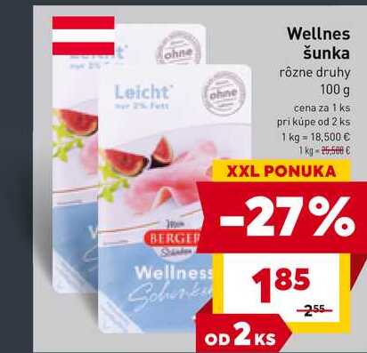 Wellnes šunka rôzne druhy 100 g 