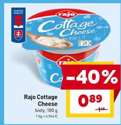 Rajo Cottage Cheese biely, 180 g