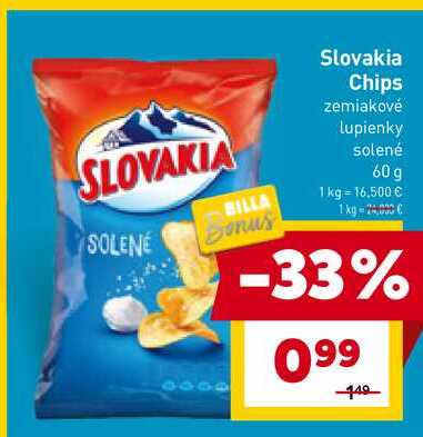 Slovakia Chips zemiakové lupienky solené 60 g 