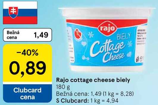 Rajo cottage cheese biely, 180 g 