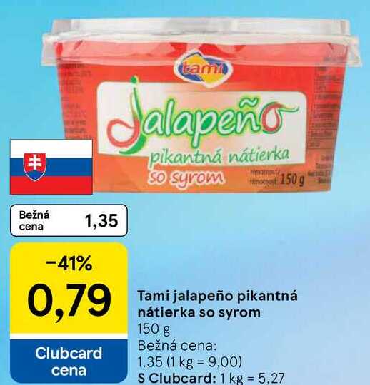 Tami jalapeño pikantná nátierka so syrom, 150 g