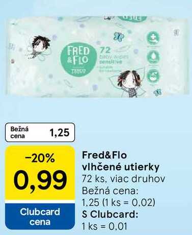 Fred& Flo vlhčené utierky, 72 ks