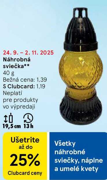 Náhrobná sviečka, 40 g