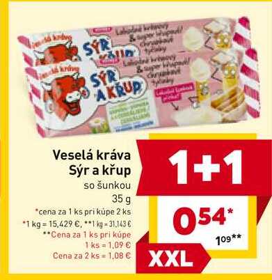 Veselá Kráva Sýr a Křup so šunkou 35 g