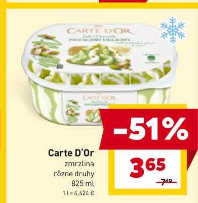 Carte D'Or zmrzlina rôzne druhy 825 ml 