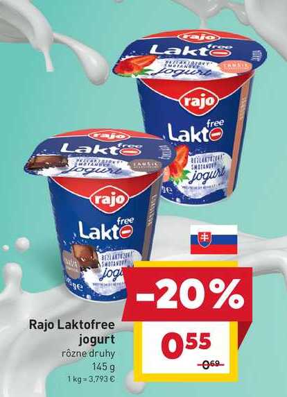 Rajo Laktofree jogurt rôzne druhy 145 g