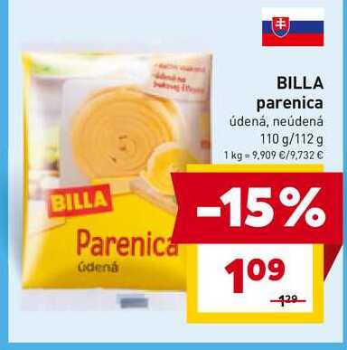 BILLA parenica údená, neúdená 110 g/112 g