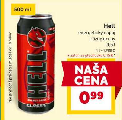 Hell energetický nápoj rôzne druhy 0,5l