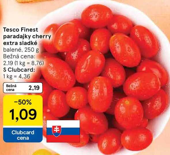 Tesco Finest paradajky cherry extra sladké, 250 g 