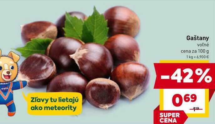 Gaštany voľné cena za 100 g 
