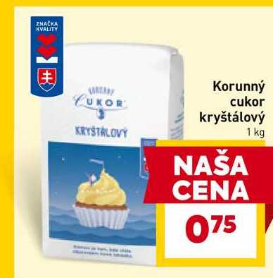 Korunný cukor kryštálový 1 kg 