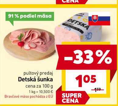 Detská šunka cena za 100 g